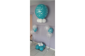 Topballon met helium met 4 kleine ballonnen